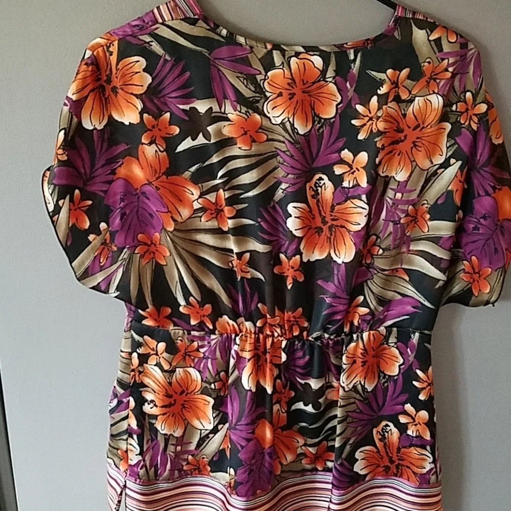 JM Collection Floral Silky Blouse Top - Picture 5 of 5